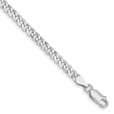 Sterling Silver Rhodium-plated 4mm Beveled Curb Chain